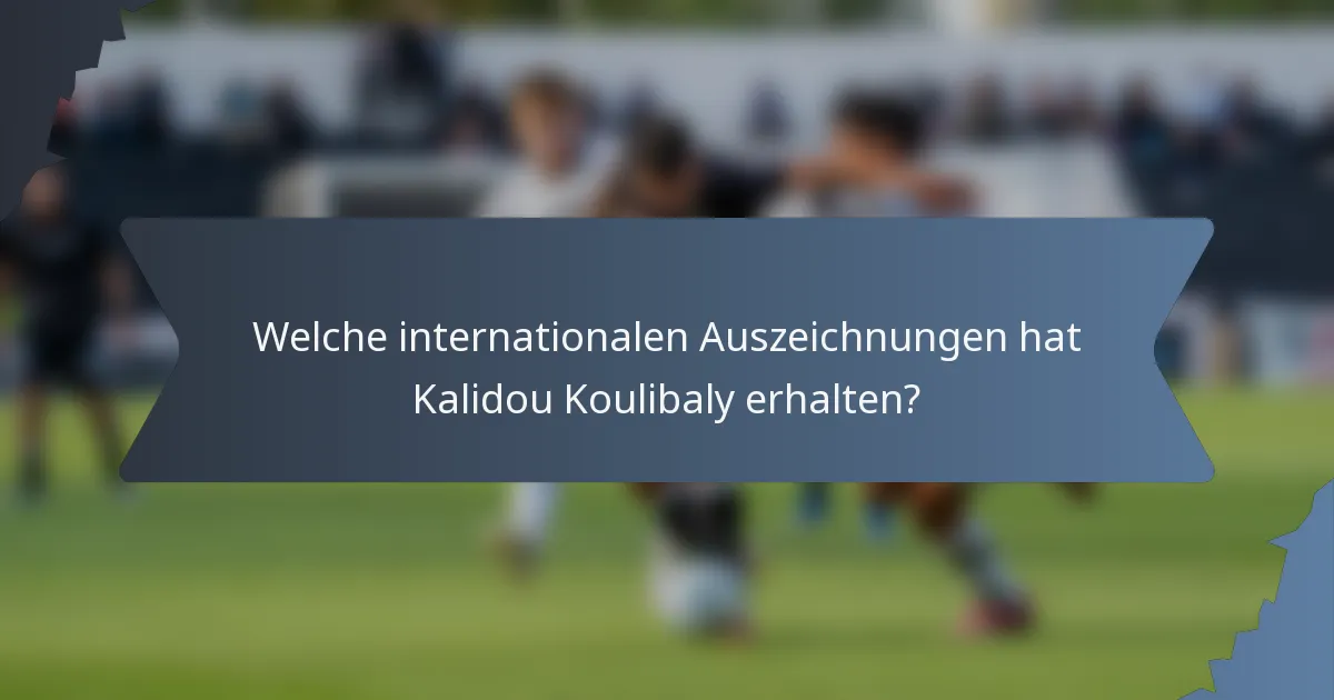 Welche internationalen Auszeichnungen hat Kalidou Koulibaly erhalten?