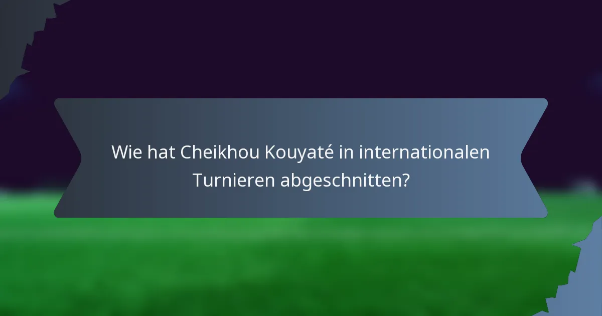 Wie hat Cheikhou Kouyaté in internationalen Turnieren abgeschnitten?
