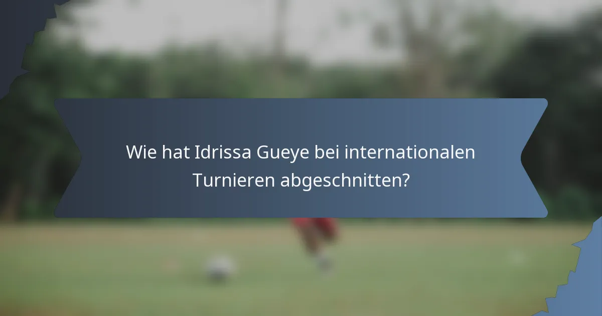 Wie hat Idrissa Gueye bei internationalen Turnieren abgeschnitten?